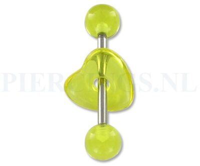 Tongpiercing acryl met donut hart geel