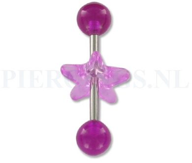 Tongpiercing acryl met donut hart ster paars