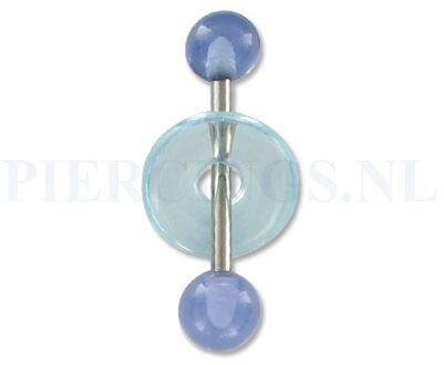 Tongpiercing acryl met donut licht blauw