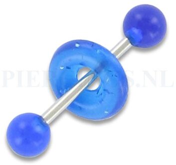 Tongpiercing acryl met donut rond blauw