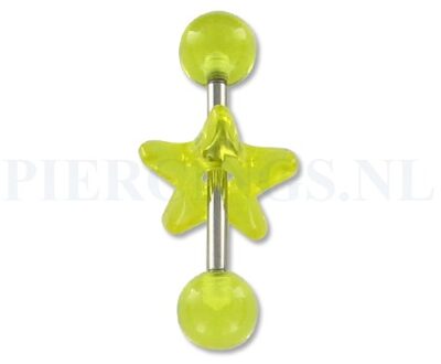 Tongpiercing acryl met donut ster geel