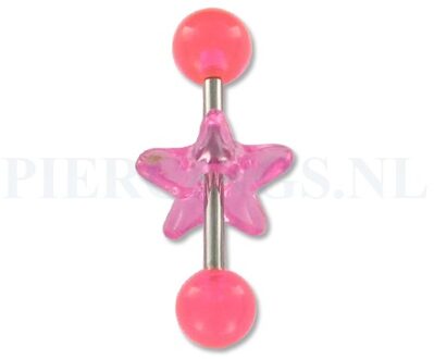 Tongpiercing acryl met donut ster hard roze