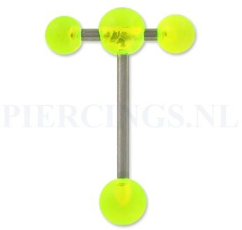 Tongpiercing acryl met extra barbell UV geel