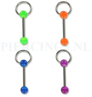 Tongpiercing acryl met ringetje oranje