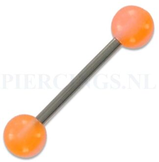 Tongpiercing acryl oranje bruis oranje streep