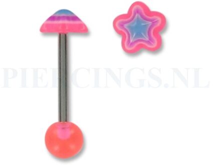 Tongpiercing acryl ster roze-paars-blauw