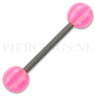 Tongpiercing acryl strandbal roze