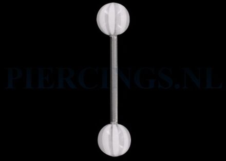Tongpiercing acryl strandbal transparant met wit