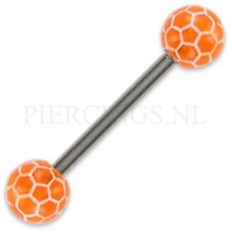 Tongpiercing acryl voetbal oranje