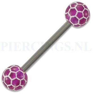 Tongpiercing acryl voetbal paars