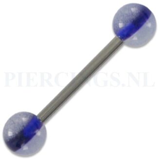 Tongpiercing acryl wit bruis blauwe streep