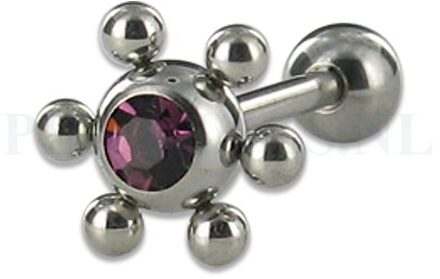 Tongpiercing bloem kristal paars