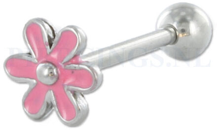 Tongpiercing bloem roze