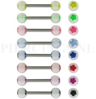 Tongpiercing bloem zwart