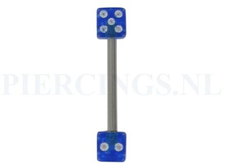 Tongpiercing dobbelsteen blauw