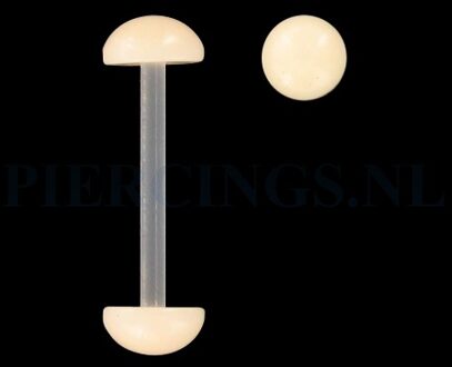 Tongpiercing flexibel huidskleur halve balletjes