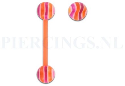 Tongpiercing flexibel marmer oranje paars