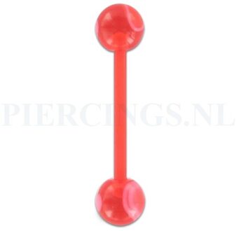 Tongpiercing flexibel marmer rood