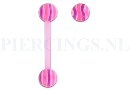 Tongpiercing flexibel marmer roze paars
