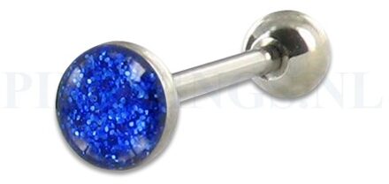 Tongpiercing glitter vlak blauw