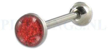 Tongpiercing glitter vlak rood