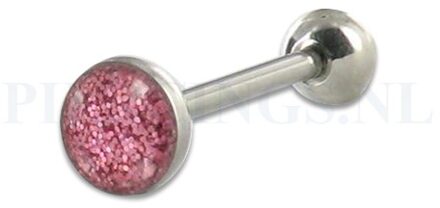 Tongpiercing glitter vlak roze