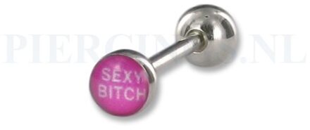 Tongpiercing logo Sexy bitch 6 mm bal