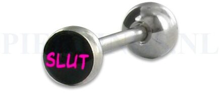 Tongpiercing logo Slut 6 mm bal