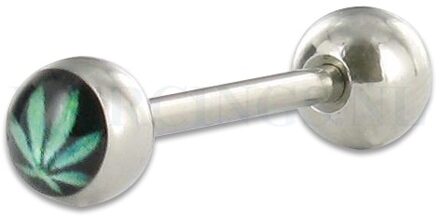 Tongpiercing logo wietblad 6 mm bal