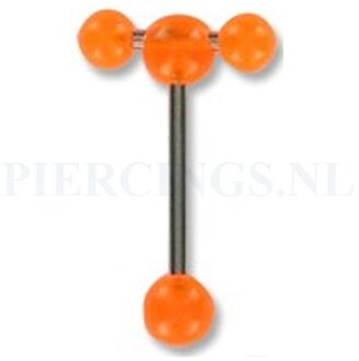 Tongpiercing met extra barbell oranje