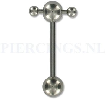 Tongpiercing met extra barbell