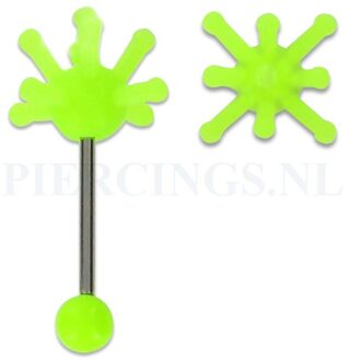 Tongpiercing met tickler UV geel
