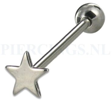 Tongpiercing platte ster