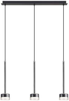 Tonic hanglamp, zwart/helder, bundel, 3-lamps, metaal, glas zwart, helder