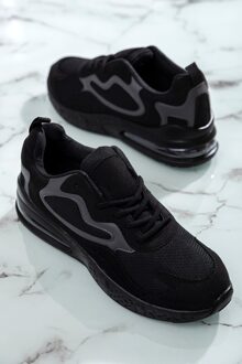 Tonny Zwart Lux Faux Lederen Anti-Slip Zool Comfortabele Licht Zwart Unısex Sportschoenen TB901-0 _ 101 36