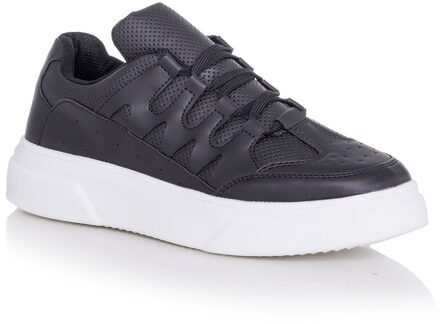 Tonny Zwart Lux Faux Lederen Anti-Slip Zool Comfortabele Licht Zwart Wit Unısex Sportschoenen TB211-0 _ 295 43