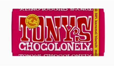 Tony's Chocolonely Chocolade tony's chocolonely melk karamel biscuit Reep 180gr