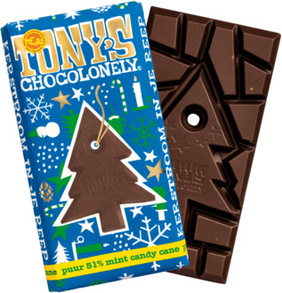 Tony's Chocolonely Chocolade Tonys Chocolonely reep 180gr puur mint candy cane