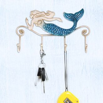 Tooarts Ijzeren Muur Haak Iron Mermaid Muur Hanger 4 Haken voor Jassen Handdoeken Tassen Muurbevestiging Kleren Houder Schroeven Inbegrepen