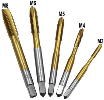 Tool 5 Stks/set Metric Straight Fluit Hss Draad Schroef Tap Plug Hand Tap Drill1.76 M3/M4/M5/M6/M8