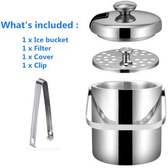 Tool Accessoires Rvs 1.3L Geïsoleerde Container Zeef Bar Met Tang Deksels Bier Wijn Ronde Dubbelwandige Ijsemmer