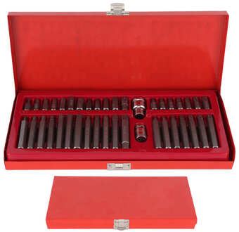 Toolbox Auto Gereedschap/Set Wrench Star Spline Hex Socket Bit Kit 1/2in 3/8in Drive Met rode Toolbox Auto Repareren Tool