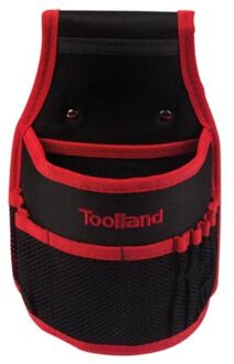 Toolland Nagel- en gereedschapshouder voor riem, nylon, met vakken en lussen, zwart/rood Wit