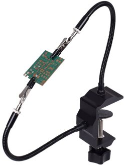 Toolour Welding Third Hand Tool Table Clamp Soldering Stand USB LED 3X Magnifier 5pc Flexible Arms Bench Vise Soldering Holder T-SS2-BK9