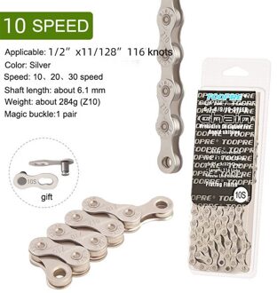 Toopre Mtb Racefiets Onderdelen Fietsketting Single Speed 6 7 8 9 10 11 12Speed Velocidade Mtb Kettingen 116L Zilveren Deel Missing Link 10 Speed