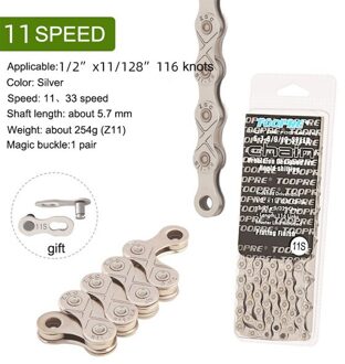 Toopre Mtb Racefiets Onderdelen Fietsketting Single Speed 6 7 8 9 10 11 12Speed Velocidade Mtb Kettingen 116L Zilveren Deel Missing Link 11 Speed