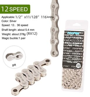 Toopre Mtb Racefiets Onderdelen Fietsketting Single Speed 6 7 8 9 10 11 12Speed Velocidade Mtb Kettingen 116L Zilveren Deel Missing Link 12 Speed