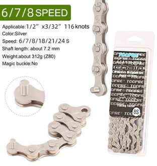 Toopre Mtb Racefiets Onderdelen Fietsketting Single Speed 6 7 8 9 10 11 12Speed Velocidade Mtb Kettingen 116L Zilveren Deel Missing Link 6 7 8 Speed