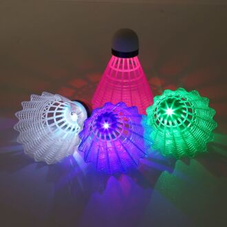 Top 4 Stuks Gekleurde Plastic Led Lichtgevende Badminton Dark Night Glow Verlichting Shuttle