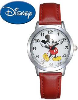 Top Brand Disney Official Mickey Mouse Teen Leather Quartz Waterproof Wrist Watch Youth Men Student Fashion Classic watches Gift